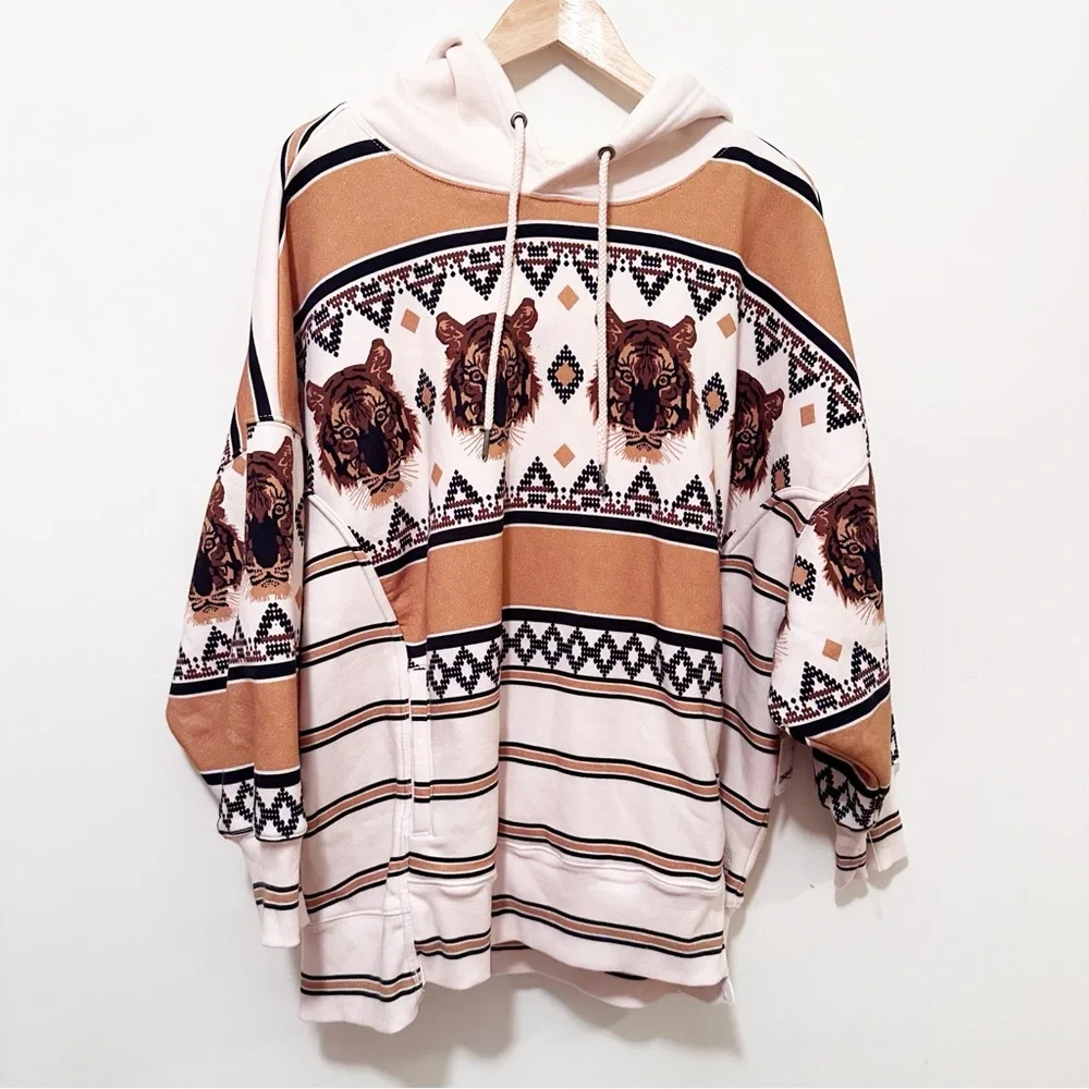 Free People FP Movement Sprint To The Finish Tiger Printed Hoodie